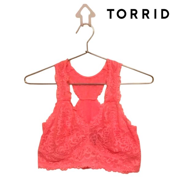 Torrid Lace Racerback Bralette Pink  Plus Size 0 - Picture 1 of 8